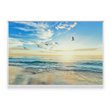 Quadro Paisagem Praia Mar Enorme Com Moldura 150x100 Luxo