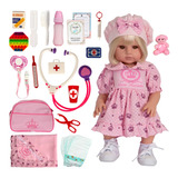 Boneca Reborn 100% Silicone Infantil Grande Adora Loira Luxo