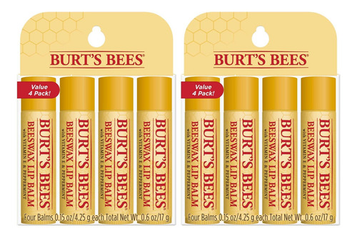 Bálsamo Labial Cx 100% Natural Burt's Bees Con 8 Unidades