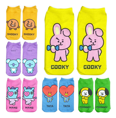 6 Pares Medias Tobilleras Sublimadas Bts Bt21