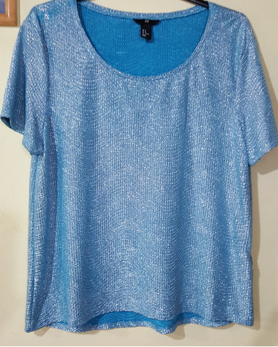 Blusa Remera Fiesta Elastano Brilloso H&m