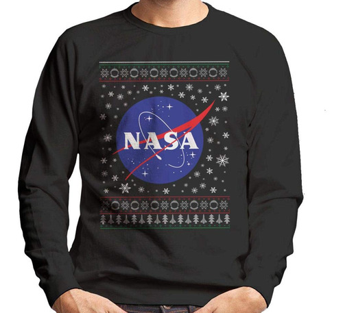 Playera Manga Larga Ugly Christmas Logo Nasa Nuevo Modelo