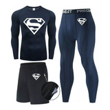 Conjunto Deportivo Super Heroes Superman Compresión 3 Piezas