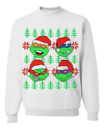 Sudadera Ugly Sweater Navideña 4 Tortugas Christmas Unisex