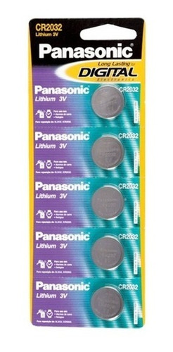 5 Pilhas Panasonic Cr 2032 3v Lithium Controle Carro