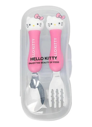 Juego De Cubiertos Cuchara Tenedor Hello Kitty Portatil