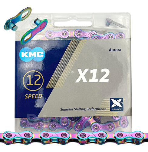 Cadena 12 Velocidades Kmc X12 Aurora Tornasol Ruta Mtb