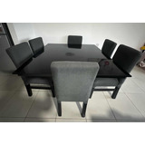 Juego De Comedor Mesa Cuadrada + 6 Sillas Vest En Chenille