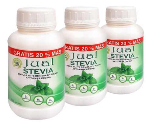 Stevia En Polvo Jual Edulcorante 110g Vegano Sin Tacc X3