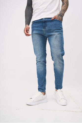 Jeans Hombre Chupin Elastizado Sin Roturas Kayne Bond