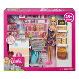 Playset Barbie Supermercado Con Muñeca 25pz Frp01 Pg