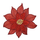 Parche Bordado Navideño Flor Poinsettia Roja - Hierro En Poi