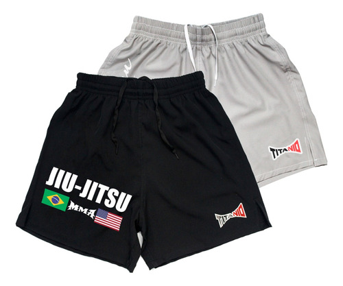 Kit 2 Shorts Bermuda Nogi Jiu Jitsu Mma Estilo Competidor