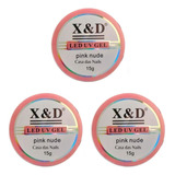 Kit 3 Gel Xed Led Uv Gel Acrigel - Pink Nude 15g Original