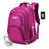 Bolsa Trabalho Viagem Impermeável Couro Carregador Usb/ Aux Cor Rosa