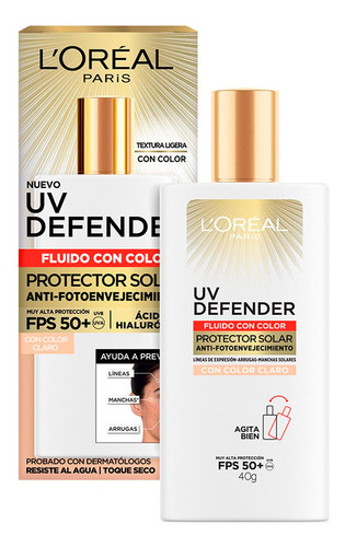 Loreal Paris Protector Solar Fluido Claro Fps50 Uv Defender