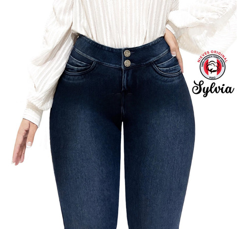 Jeans Peruano Reductor Con 2 Botones Push Up 