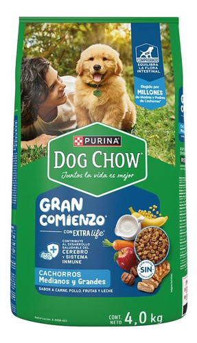 Dog Chow Croquetas Cachorro Razas Mediana Y Grande 4kg