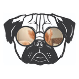 Perro Pug Madera/mdf Con Gafas De Espejo |60 Cm | Decorativo