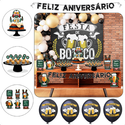 Kit Festa Boteco Bar Decoração Aniversário + Balões Completo