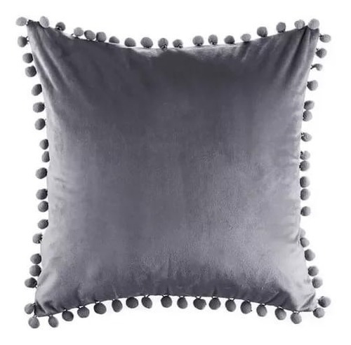 Funda Almohadon Pana Con Pompones 45x45 Cierre Nordico 