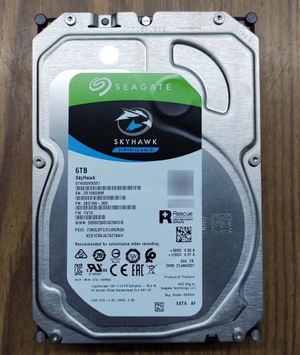 Disco Rígido Seagate Skyhawk Surveillance 6tb