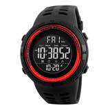 Reloj Hombre Skmei 1251 Digital Alarma Cronometro Color De La Malla Negro Color Del Bisel Rojo