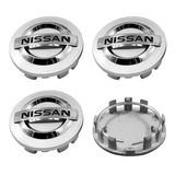 4x Centro Tapón De Rin Nissan 54mm Color Plata Envío Gratis