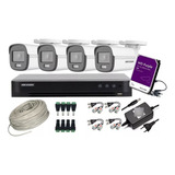 Cctv Kit Hikvision 4 Cam 2mp Colorvu Lite + 1tb P/instalador