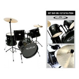 Set De Batería Powerdrums Pd-04 12 13 16 Pulgadas Negra