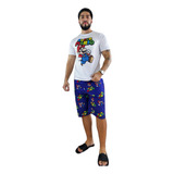 Pijama Super Mario Bros Caballero Short Camisa Cómoda Fresca