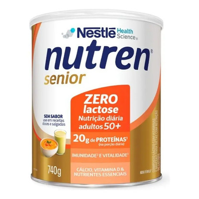 Suplemento em pó Nutren Senior Zero Lactose Sem Sabor 740g | Frete grátis