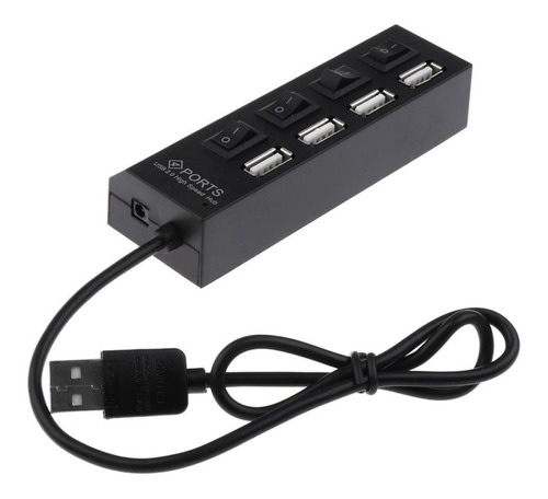 Adaptador Hub 4 Puertos Interruptor Usb 2.0 + Indicador Luz