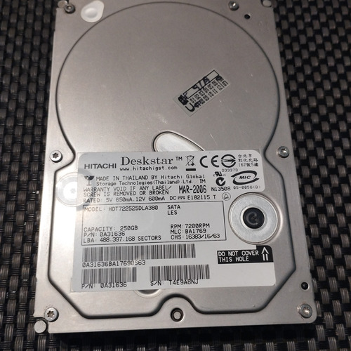 Disco Rígido Hitachi 250gb Sata No Hago Envios