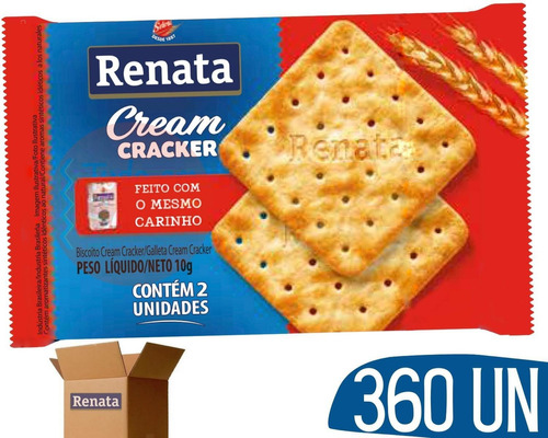 Biscoito Cream Cracker Sache Renata Tipo Agua E Sal - 360 Un