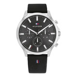 Reloj Tommy Hilfiger Th1710495 Hombre Cuero Calendario Color De La Malla Negro Color Del Bisel Plateado Color Del Fondo Negro