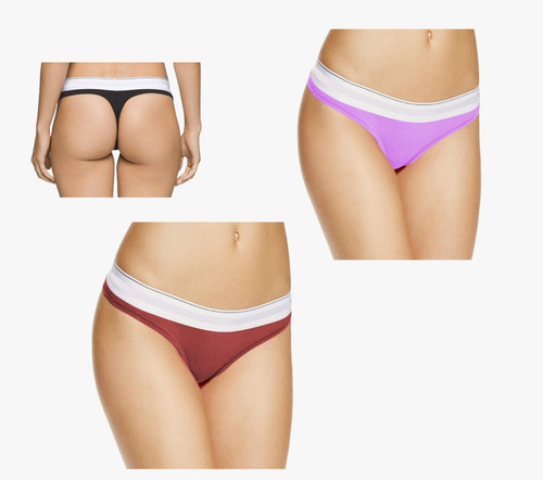 Panties Tanga Brasilera Algodon Kit X 3