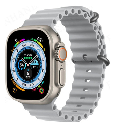Pulseira Ocean Ondulada Compatível Apple Watch S8 Ultra 49mm Cor Laranja