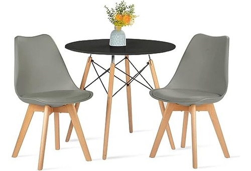 Combo Mesa Eames 80 + 2 Silla Tulip Tapizada - Alto Impacto