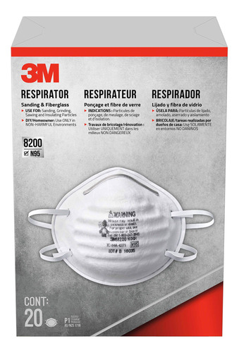 3m Safety -a - Respirador De Lijado Y Fibra De Vidrio, Paque