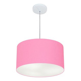 Lustre Pendente Redondo 4099 Cúpula Tecido Ø40x25 Rosa Bebe