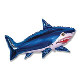 5 Balão Metalizado Peixe Tubarão Azul Fundo Do Mar 70*37cm