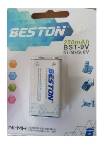 Bateria Pila Recargable Beston 9v  250 Mah