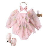 Body Bebe Niña Vestido Con Bordado Floral Con Cintillo 1-18m