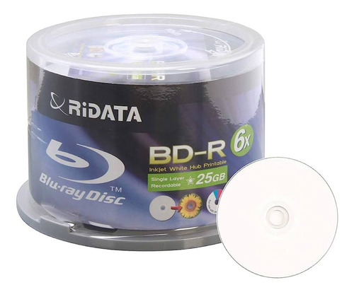 50 Mídia Virgem Bluray Bd-r Ridata Printable 25gb Filme 6x