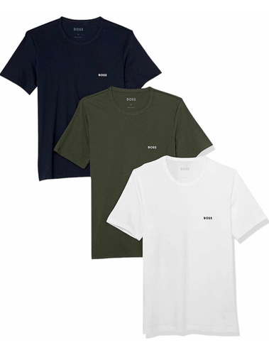 Set De Camisetas Hugo Boss 100% Algodón Logo Bordado 3 Pack