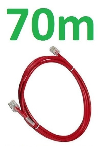 Cabo Rede Cat6 Vermelho 70m Net Lan Utp Montado Pronto Usar