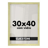 Kit 2 Moldura 30x40 Quadro C/ Vidro Poster Porta Certificado Cor Carvalho Liso