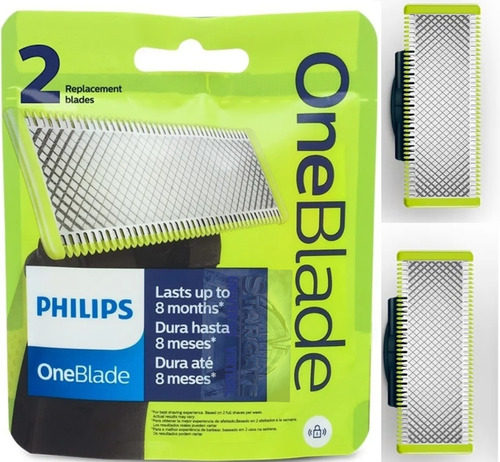 Lâminas Refil Philips Oneblade Barbeador 2 Unidades Original