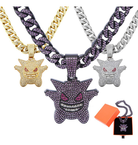 Cubana Cadena Eslabones Gengar Hip Hop Collares De Diamantes